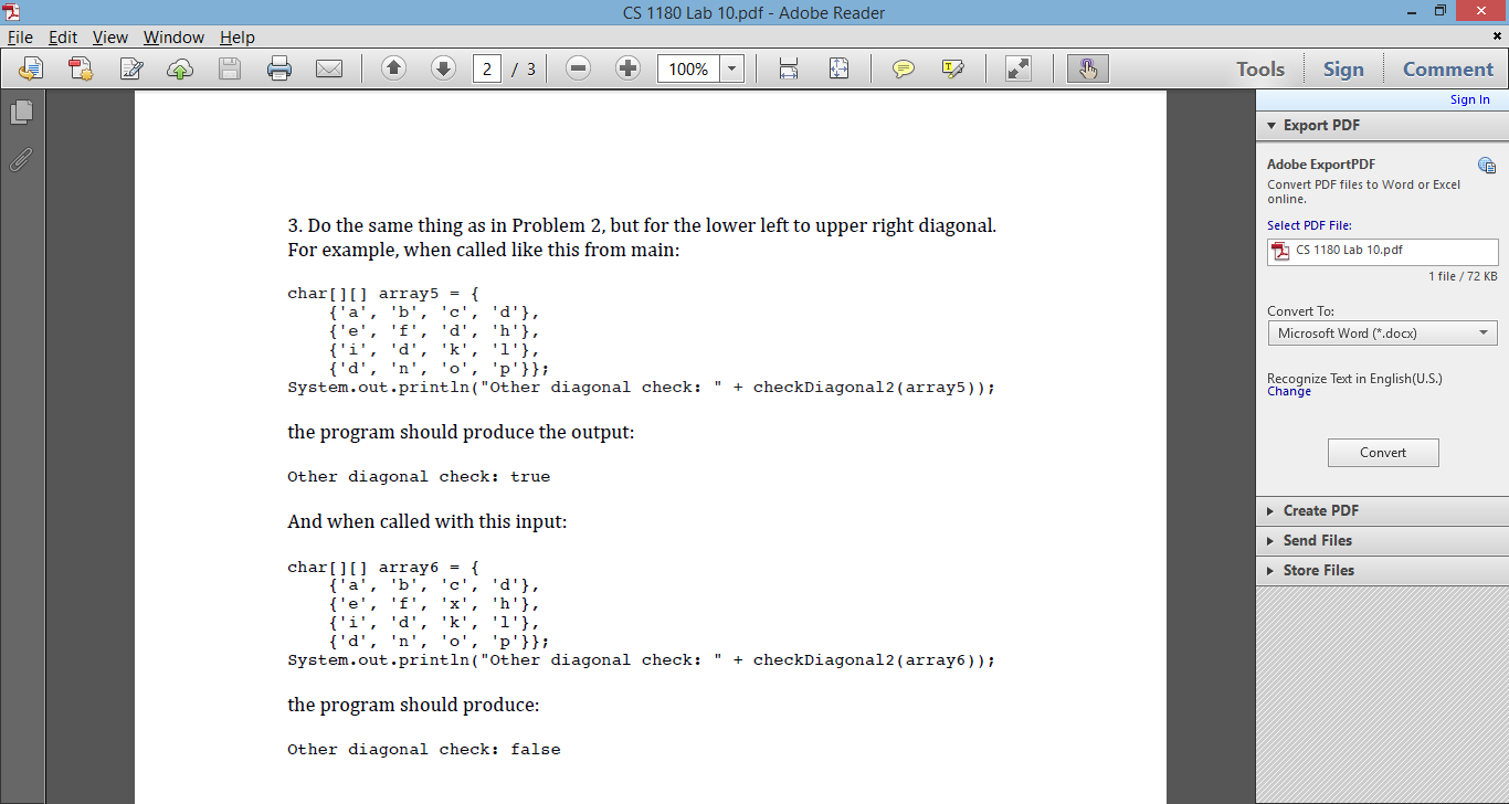 Solved CS 1180 Lab 10.pdf - Adobe Reader File Edit | Chegg.com