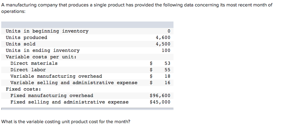 Solved A manufacturing company that produces a single | Chegg.com