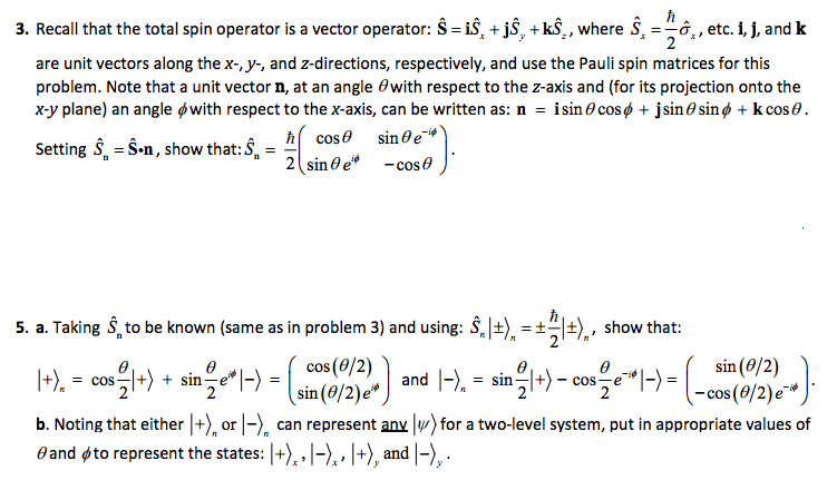 Solved Recall that the total spin operator is a vector | Chegg.com