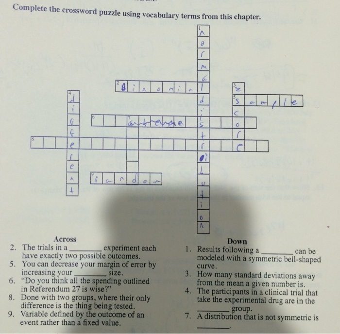 Complete the crossword puzzle using vocaulary terms Chegg com