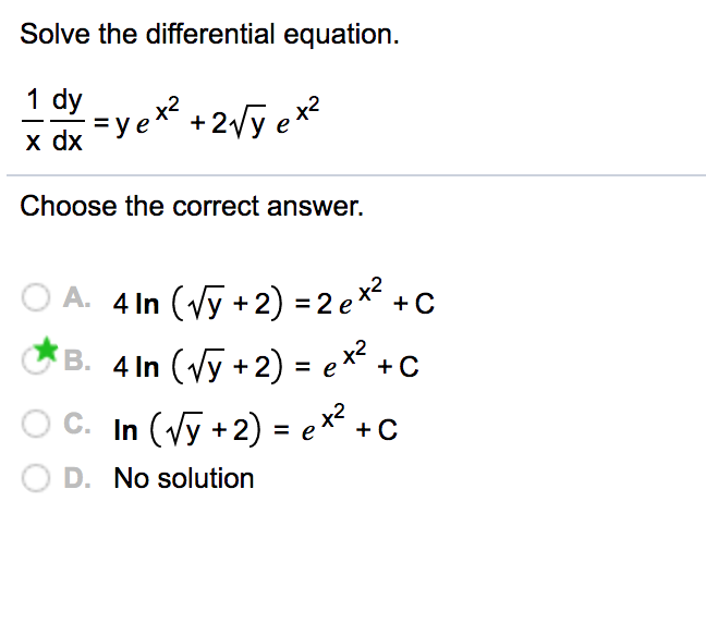 Solved Solve the differential equation 1 dy x2 Choose the | Chegg.com