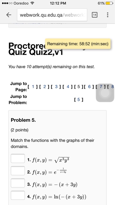 Solved Match the functions with the graphs of their domains. | Chegg.com