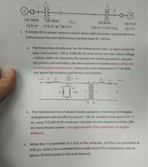 Solved A Simple 60 Hz Power System Is Shown Above With | Chegg.com