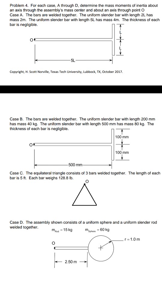Solved Problem 4. For each case, A through D, determine the | Chegg.com