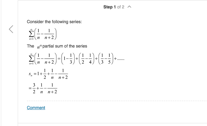 Solved: How Was The Partial Sum Found Can Someone Explain | Chegg.com
