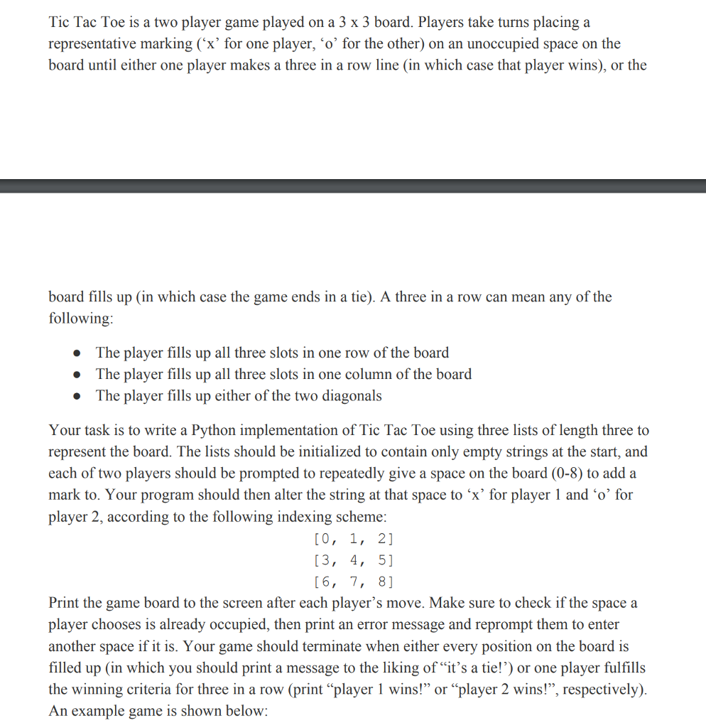 Solved Tic Tac Toe is a two player game played on a 3 x 3 | Chegg.com