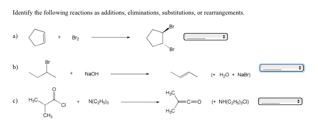 Solved Identify The Following Reactions As Additions, 