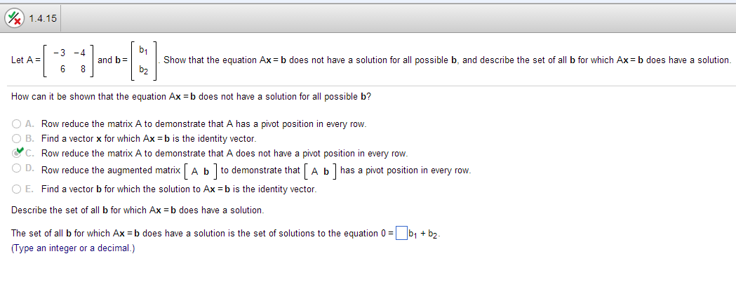 Solved Let A = [ -3 6 -4 8 ] And B = [b_1 B_2 ] Show That | Chegg.com