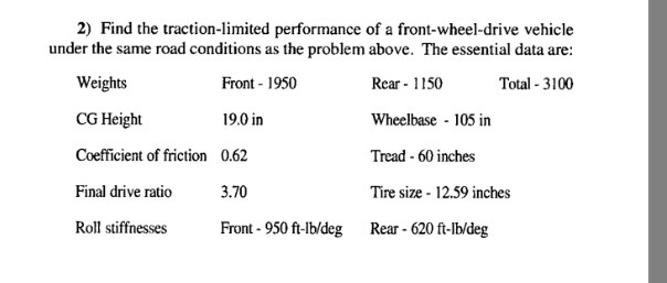 Solved Find the traction-limited performance of a | Chegg.com
