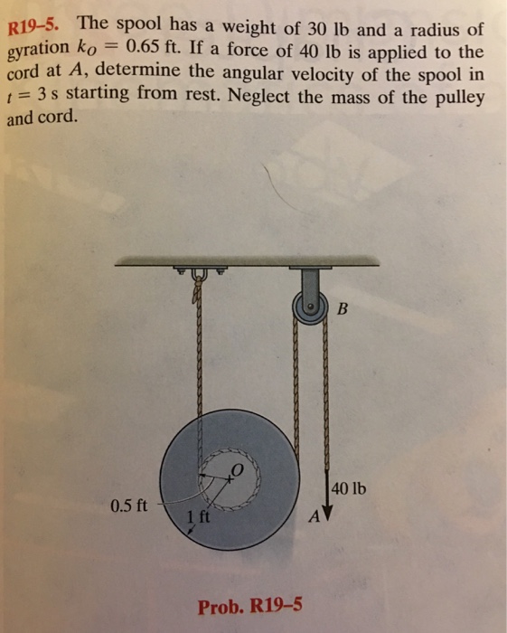 Solved The spool has a weight of 30 lb and a radius of