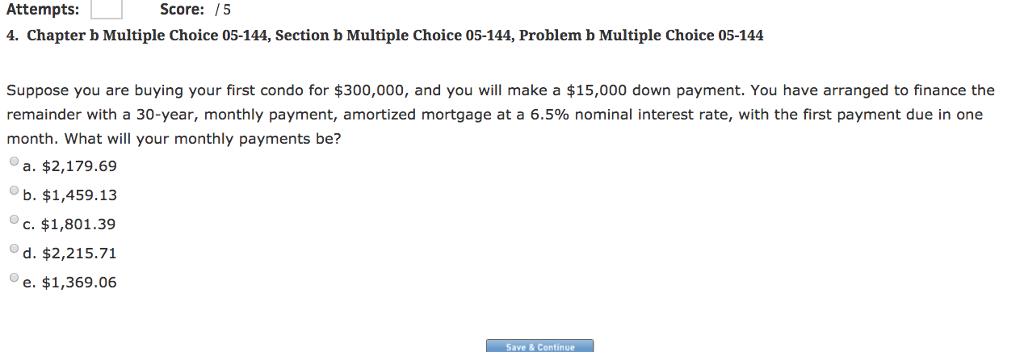 Solved Attempts: L Score: /5 4. Chapter B Multiple Choice | Chegg.com