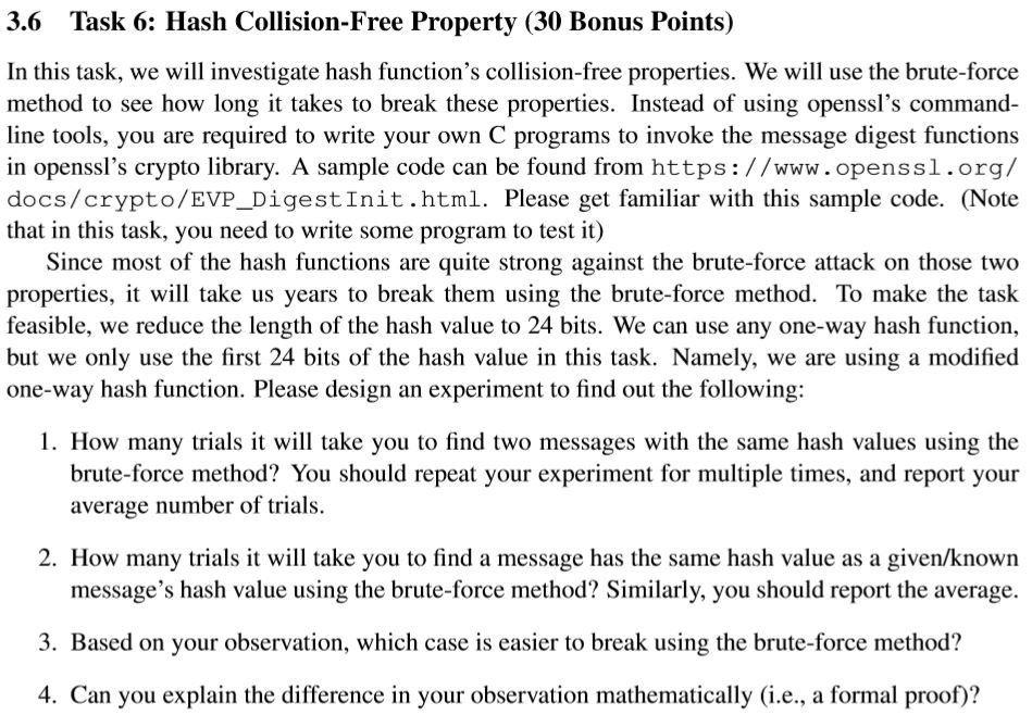 In this task, we will investigate hash function's | Chegg.com