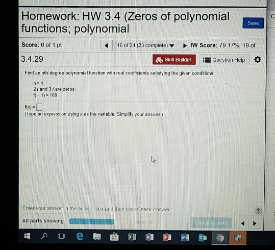 Solved Homework: HW 3.4 (Zeros Of Polynomial Functions; | Chegg.com