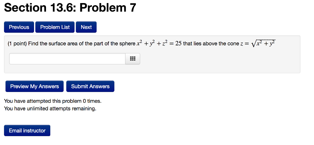 Solved Section 13.6: Problem 7 Previous Problem List Next (1 | Chegg.com
