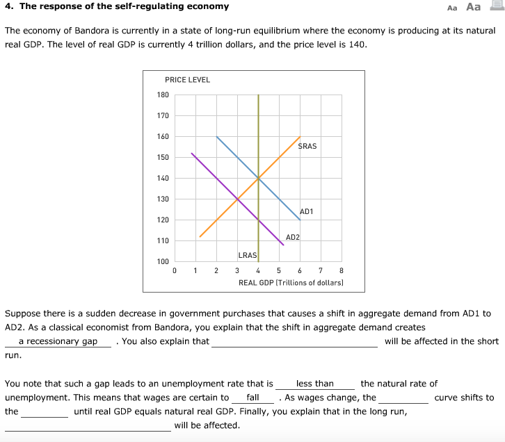 If The Economy Is Self-regulating And In A Recessionary Gap,