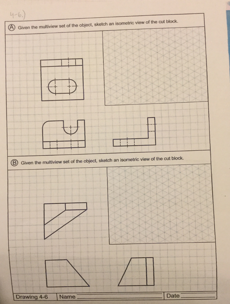 Solved Given the multiview set of the object, sketch an | Chegg.com