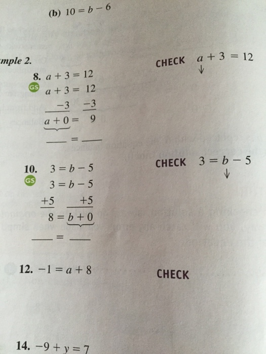 Solved Solve: 10 = b - 6 a + 3 = 12 a + 3 = 12 3= b - 5 | Chegg.com