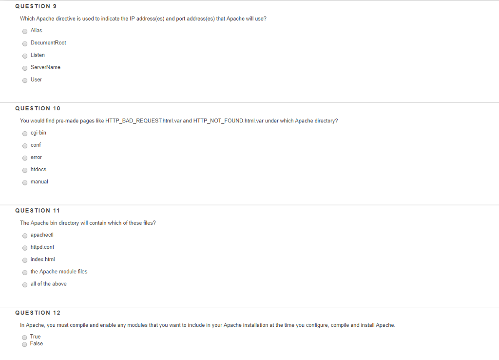 Solved QUESTION 9 Which Apache directive is used to indicate