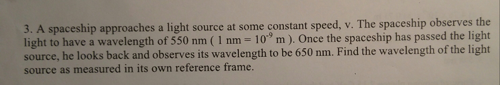 Solved A Spaceship Approaches A Light Source At Some | Chegg.com