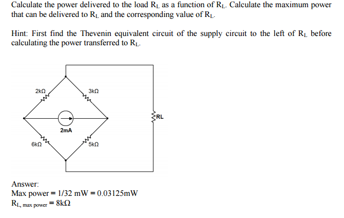 Solved Calculate the power delivered to the load R_L as a | Chegg.com