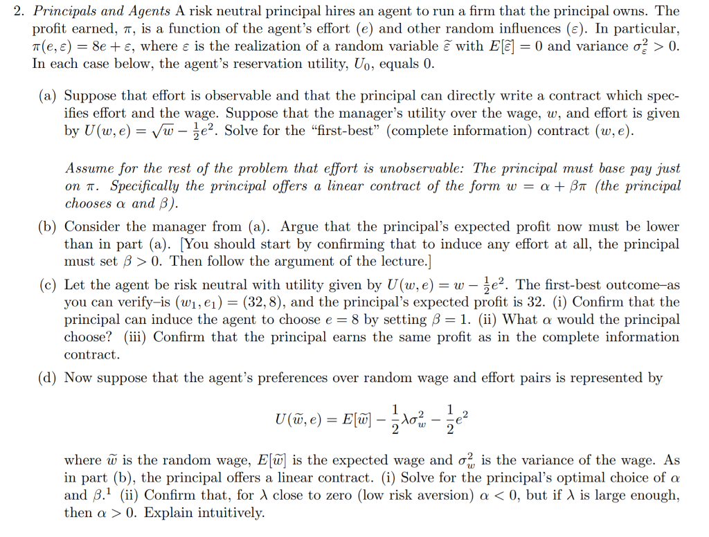 2-principals-and-agents-a-risk-neutral-principal-chegg