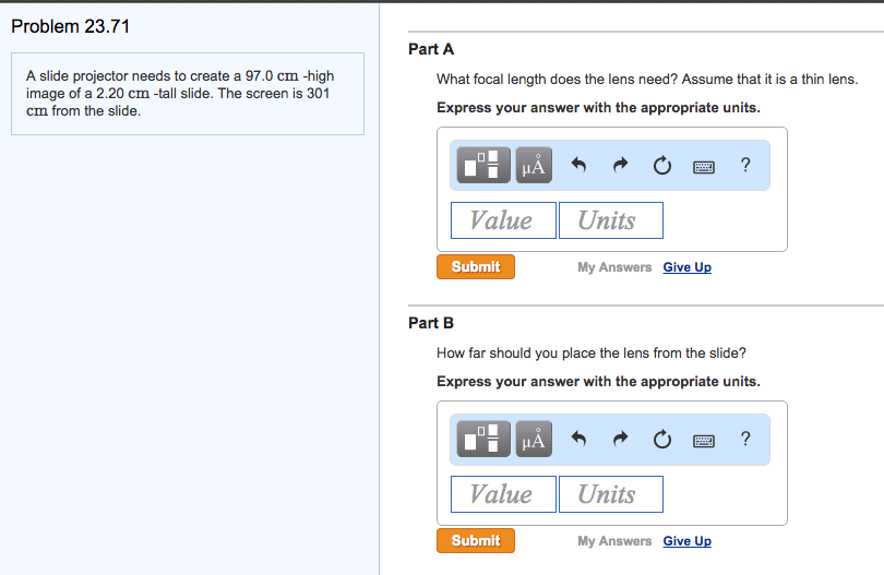 Solved Problem 23.71 A slide projector needs to create a | Chegg.com