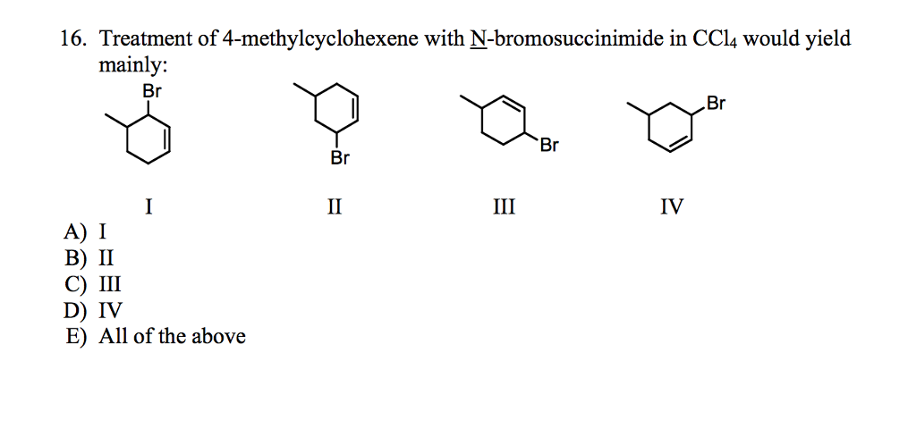 Solved Treatment of 4-methylcyclohexene with | Chegg.com