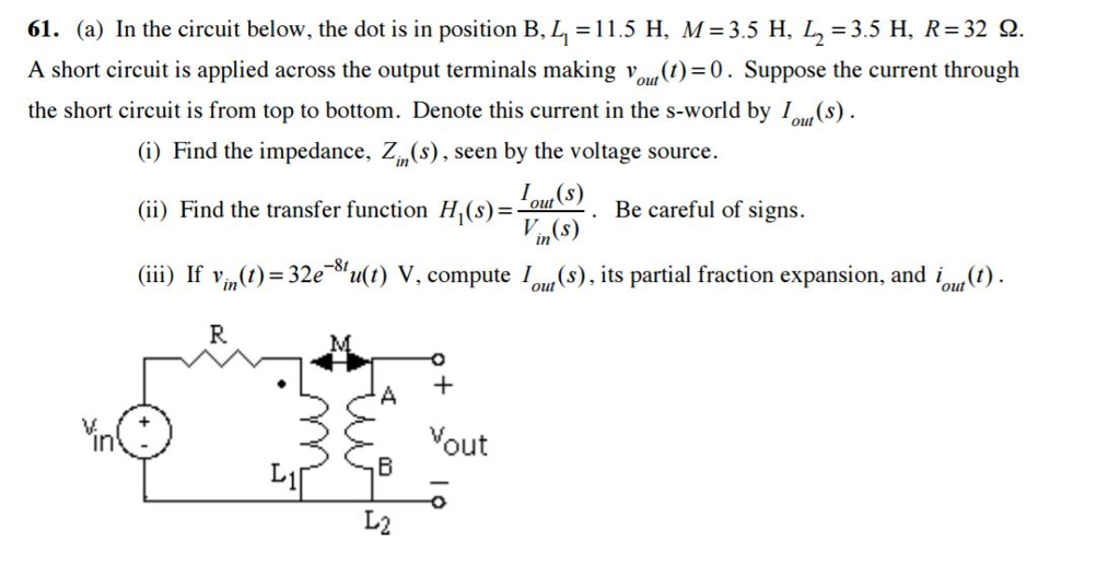 Solved In the circuit below, the dot is in position B, L_1 = | Chegg.com