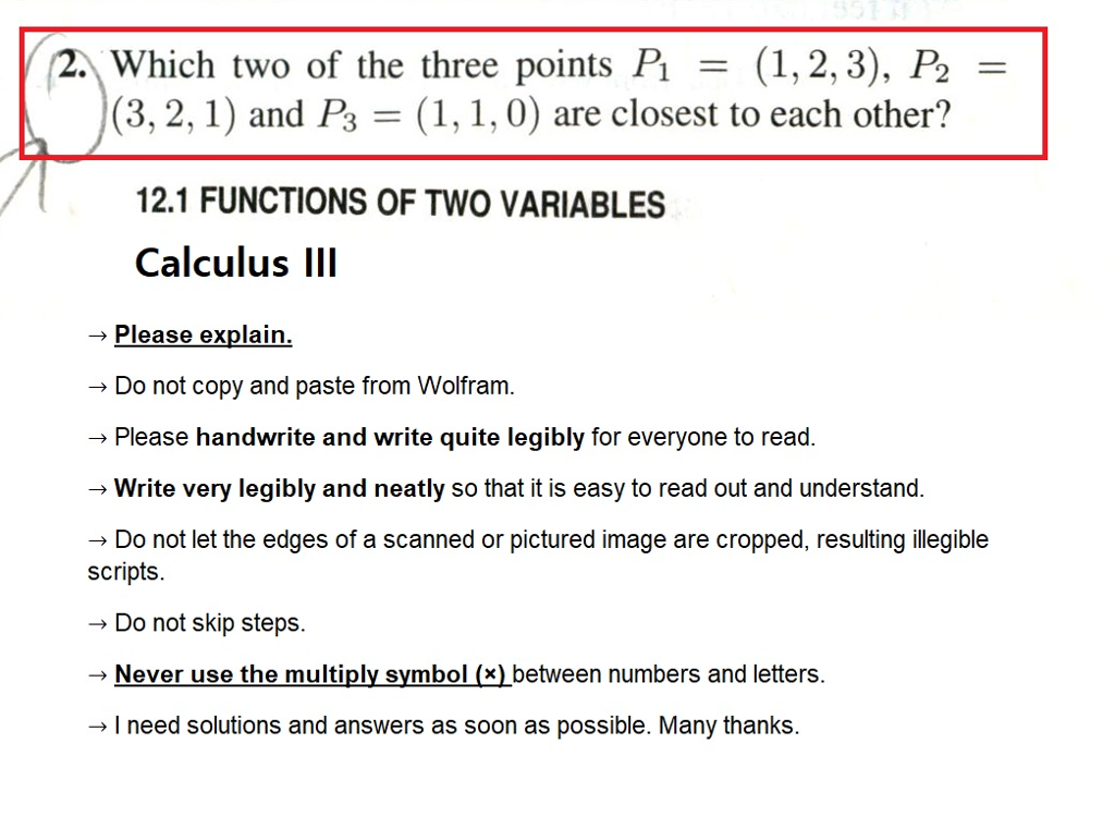 Solved 2.\Which two of the three points P! (1, 2, 3), P2 = | Chegg.com
