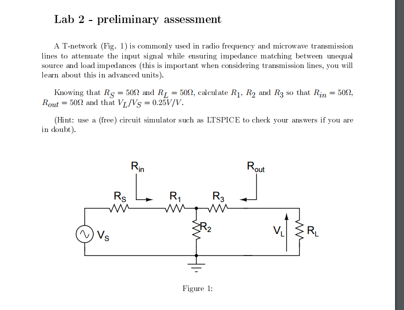 Solved A T-network (Fig. 1) is commonly used in radio | Chegg.com