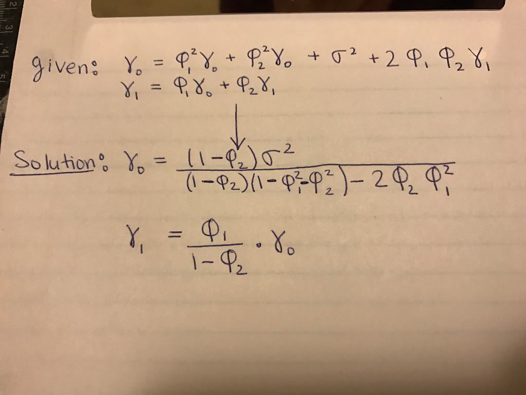 Solved Variance for the AR(2) Model...given system of