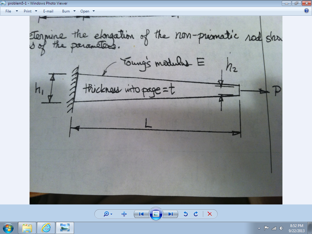 Determine the elongation of the nonprismatic rod