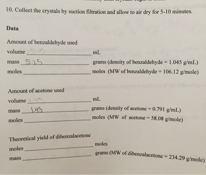 Solved How does one convert to mL and moles from the grams? | Chegg.com