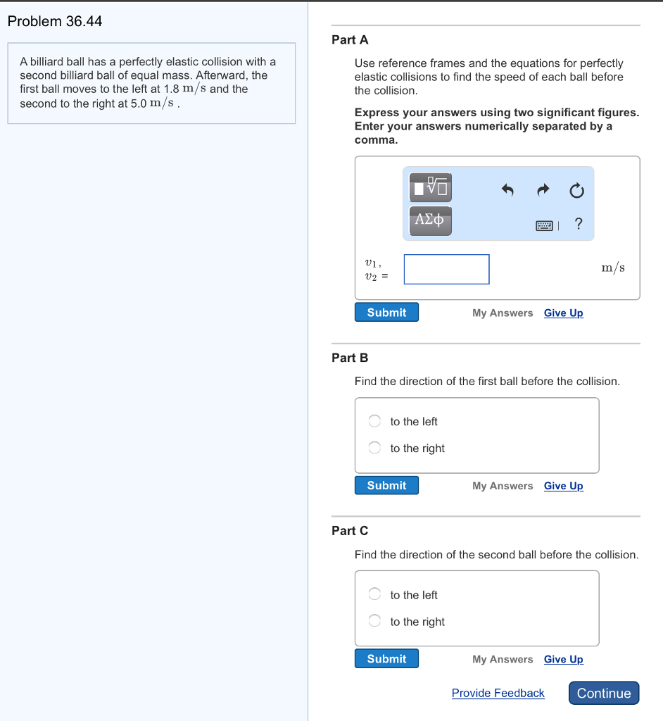 Solved A billiard ball has a perfectly elastic collision