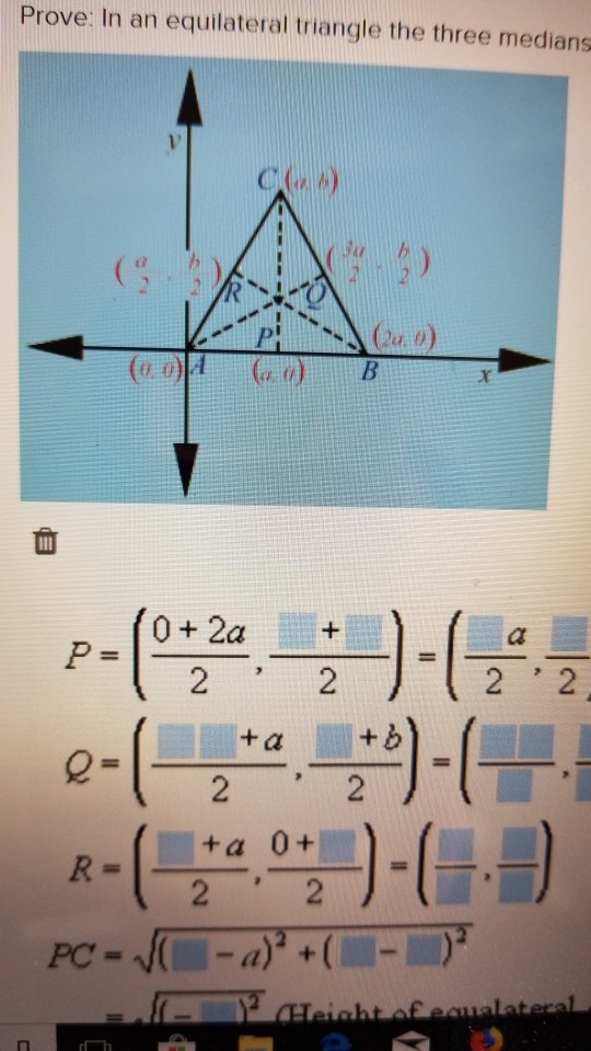 Solved Prove In an equilateral triangle the three medians