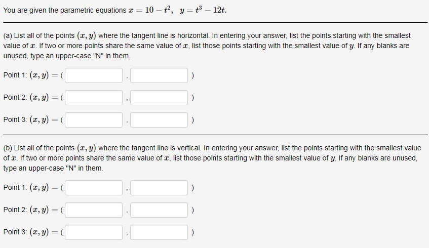 Solved You are given the parametric equations x-10-t2, y | Chegg.com