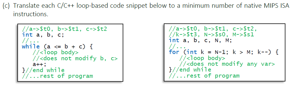 Solved Translate each C/C++ loop-based code snippet below to | Chegg.com