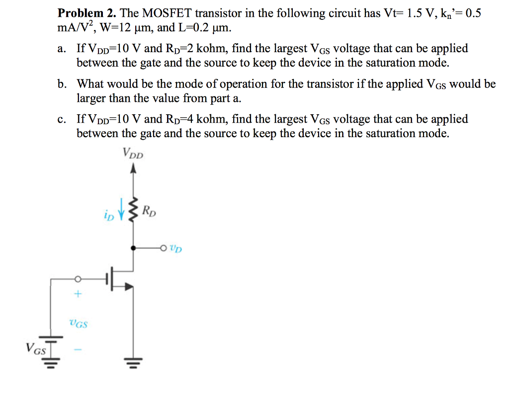 Solved Problem 2. The MOSFET Transistor In The Following | Chegg.com