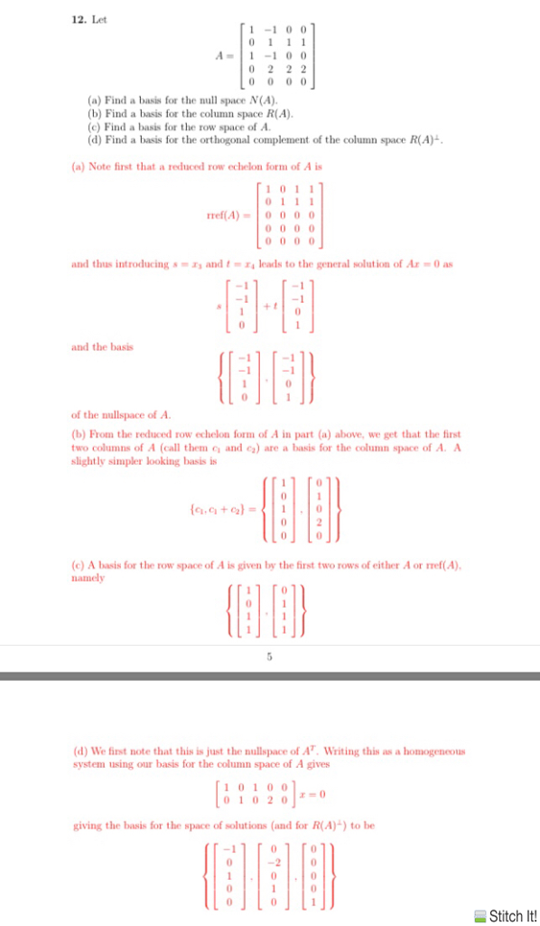 Solved Linear Algebra: I Need Help With This Question. The | Chegg.com