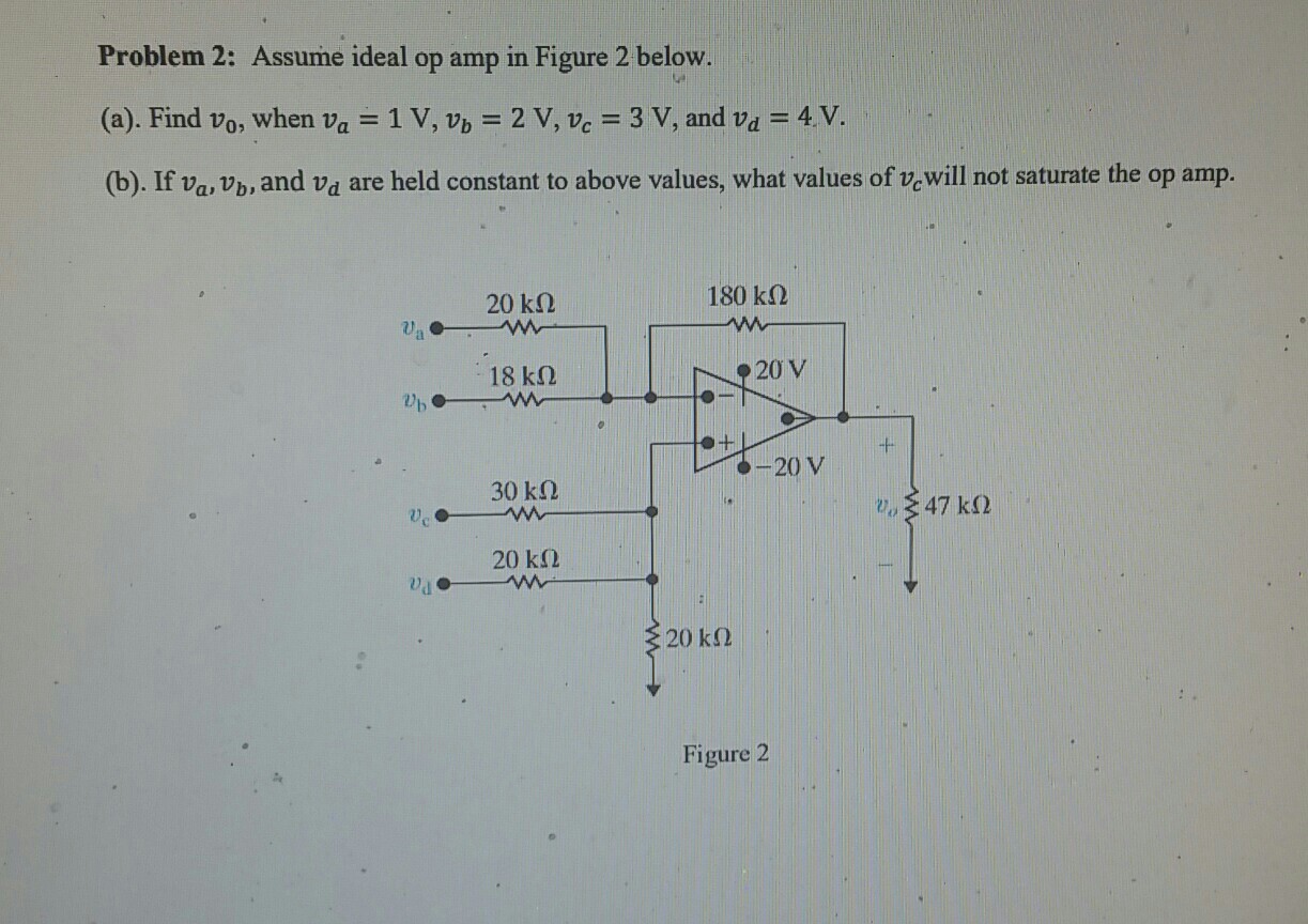 Solved Problem 2: Assume ideal op amp in Figure 2 below. | Chegg.com