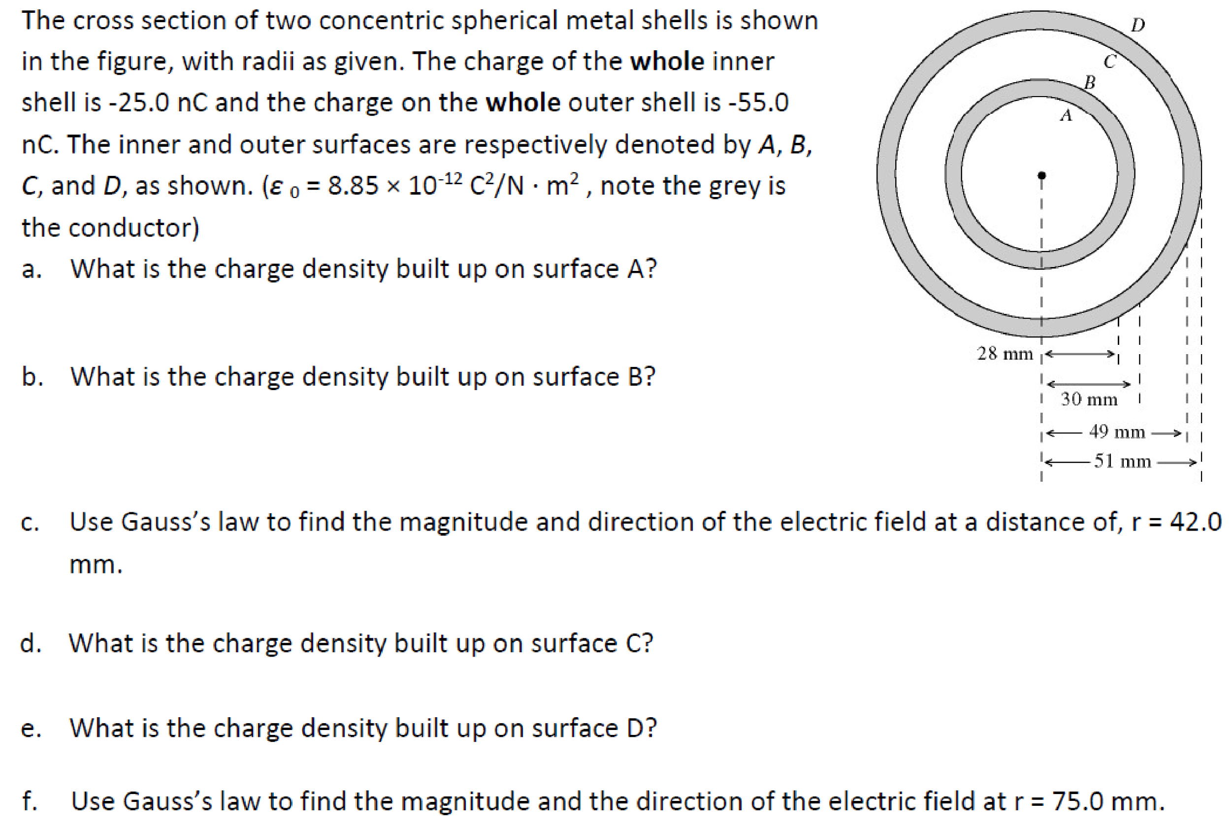 Solved The Cross Section Of Two Concentric Spherical Metal | Chegg.com