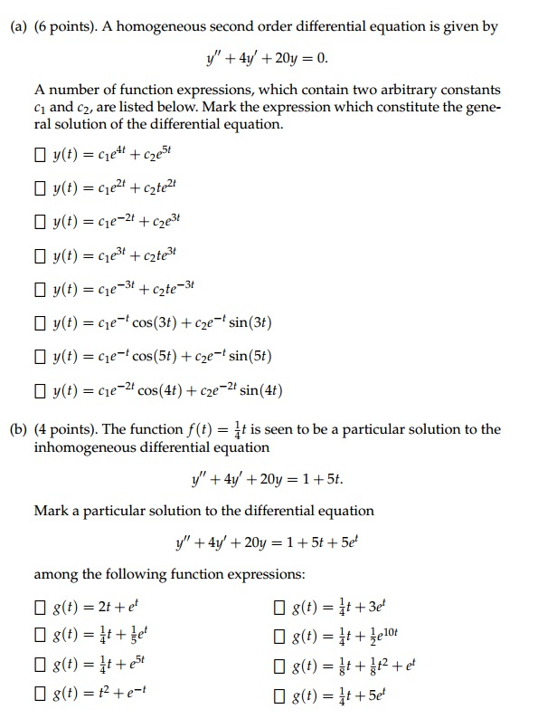 Solved A homogeneous second order differential equation is | Chegg.com