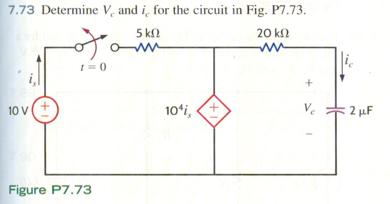 Solved 7.73 Determine Ve andi for the circuit in Fig. P7.73. | Chegg.com