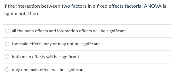 Solved If the interaction between two factors in a fixed | Chegg.com