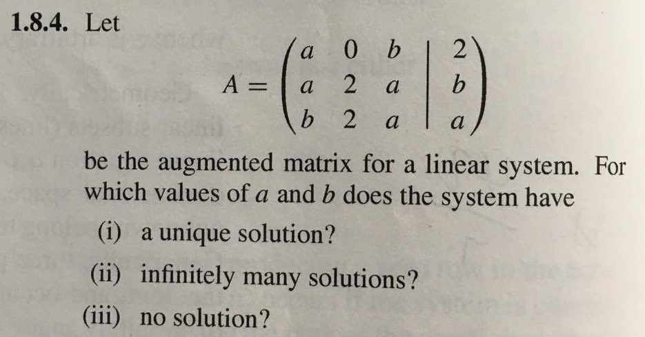 Solved (linear Algebra) For What Values Of A Nad B Does The 