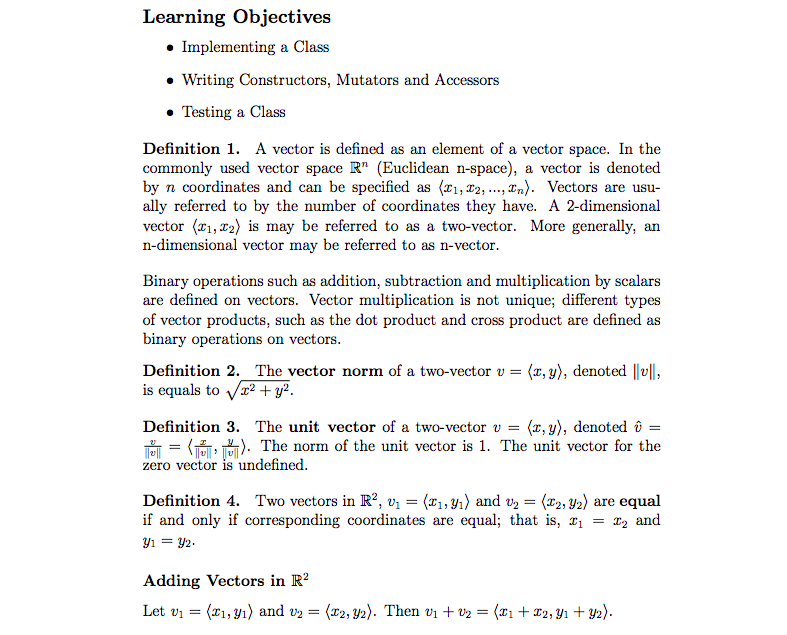 Solved Learning Objectives Implementing a Class » Writing | Chegg.com