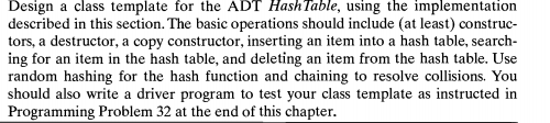 Solved Design a class template for the ADT Hash Table, using | Chegg.com