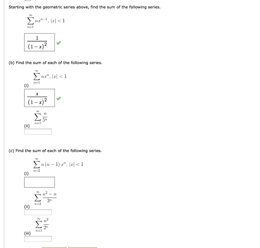 Solved Starting With The Geometric Series Above, Find The | Chegg.com