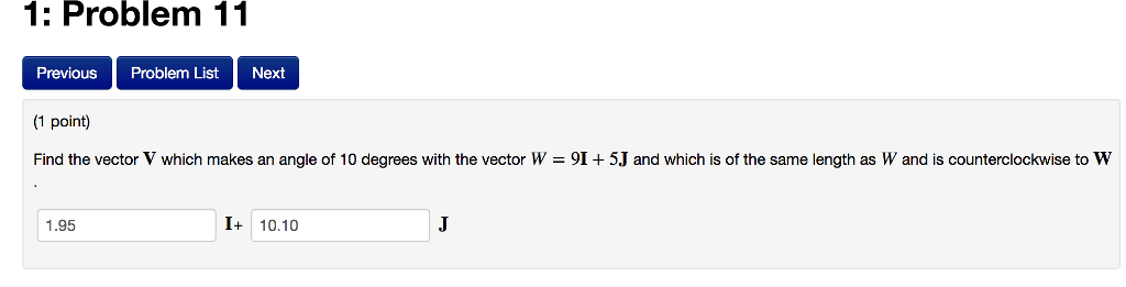 Solved 1: Problem 11 Previous Problem List Next (1 point) | Chegg.com