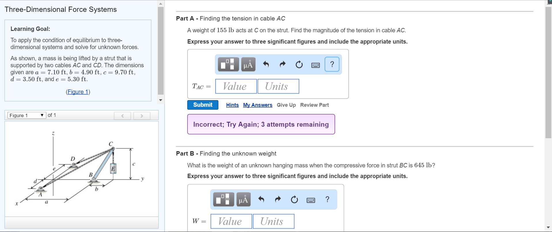 Solved Three-Dimensional Force Systems Part A - Finding the | Chegg.com